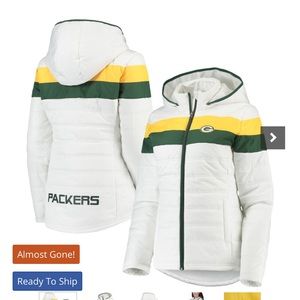 Women’s Green Bay Packers White Puffer Jacket - Small